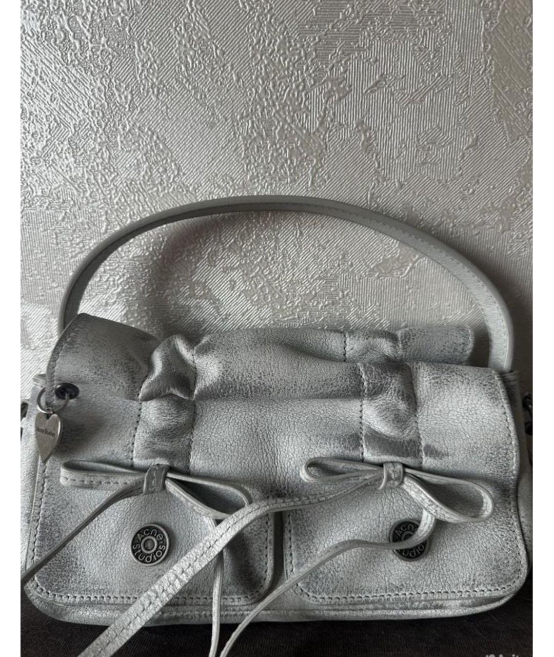 ACNE STUDIOS Белая кожаная сумка с короткими ручками, фото 4