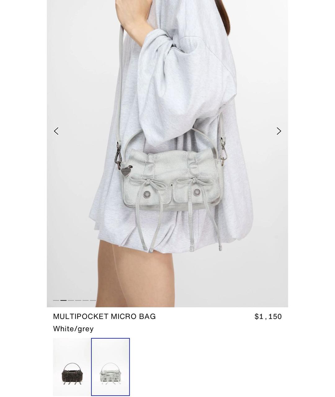 ACNE STUDIOS Белая кожаная сумка с короткими ручками, фото 2