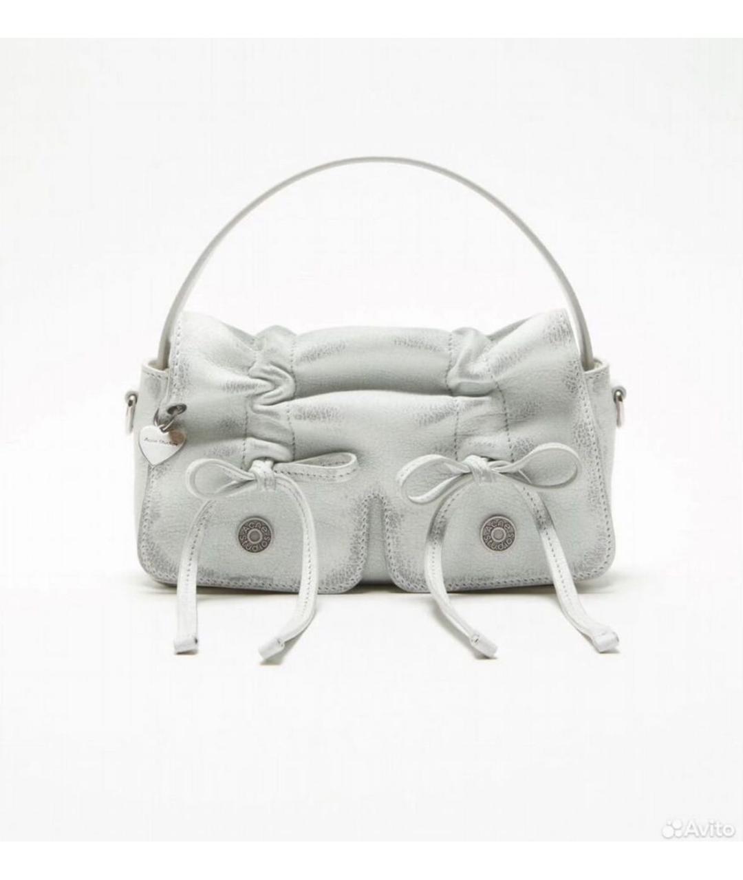 ACNE STUDIOS Белая кожаная сумка с короткими ручками, фото 9