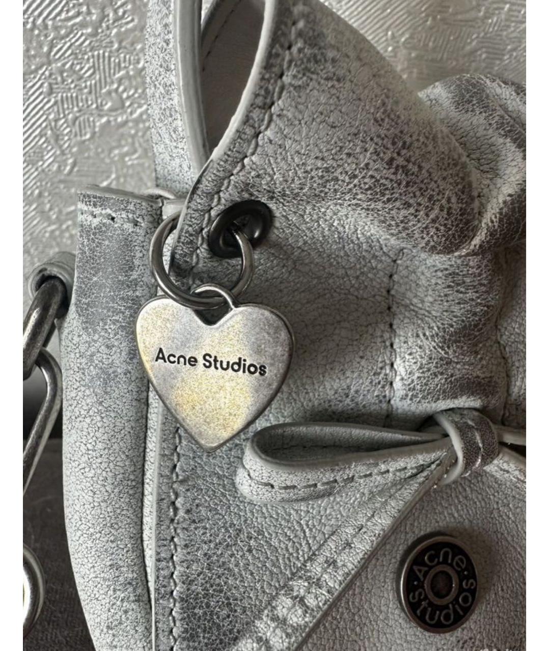 ACNE STUDIOS Белая кожаная сумка с короткими ручками, фото 3