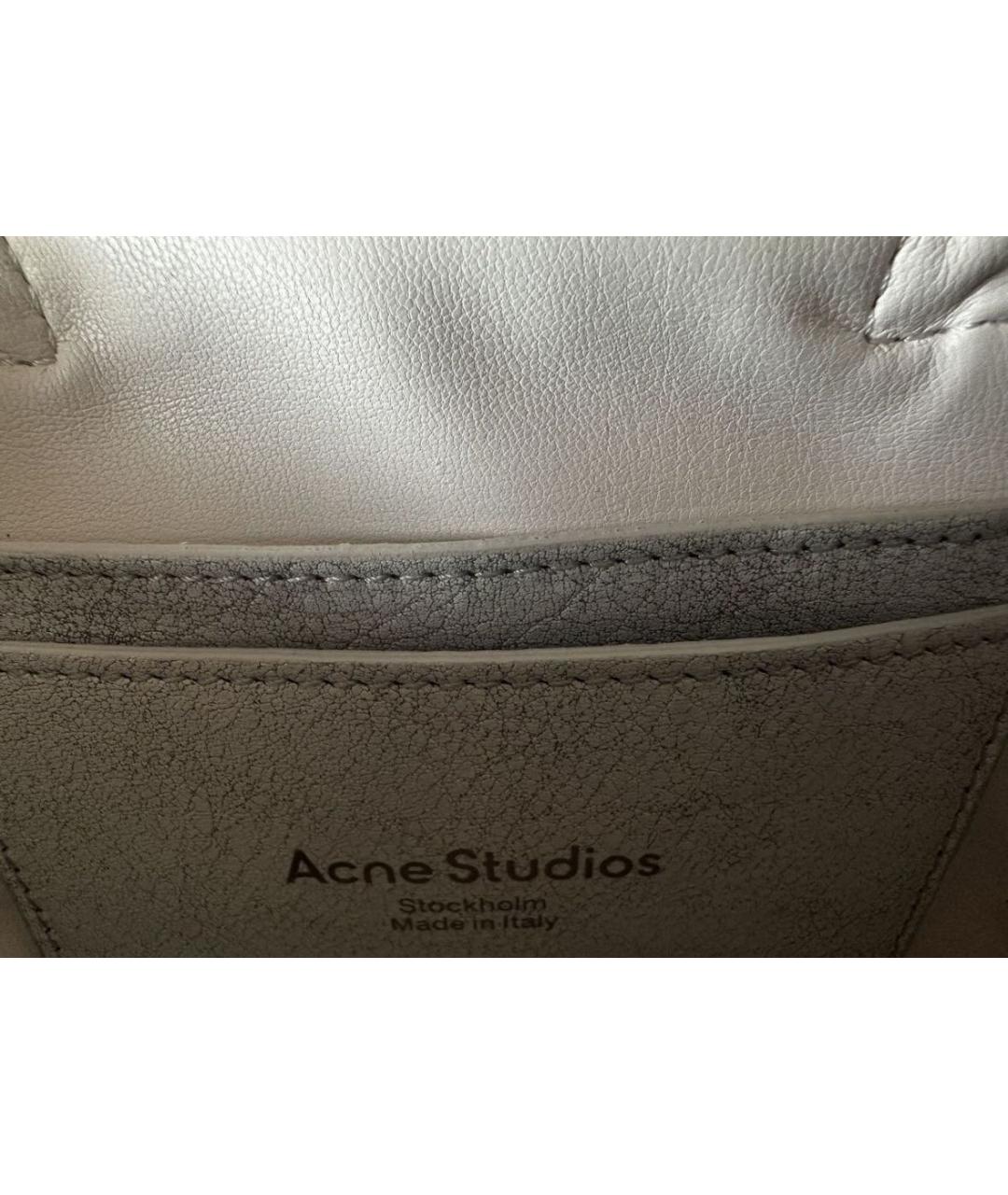 ACNE STUDIOS Белая кожаная сумка с короткими ручками, фото 6