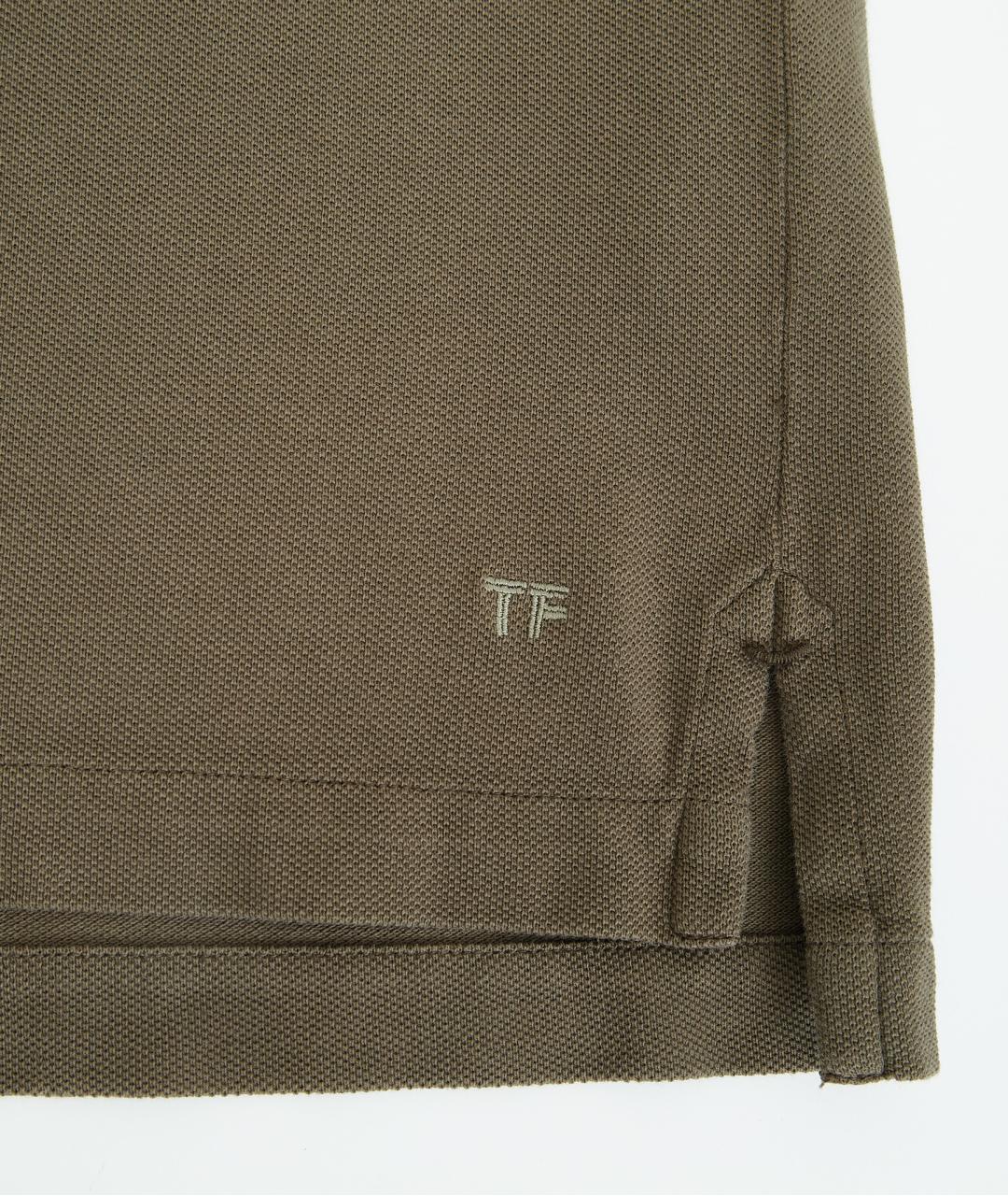 TOM FORD Хаки хлопковое поло с коротким рукавом, фото 5