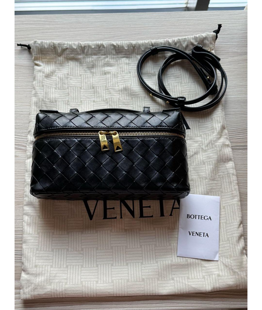 BOTTEGA VENETA Черная кожаная сумка через плечо, фото 2