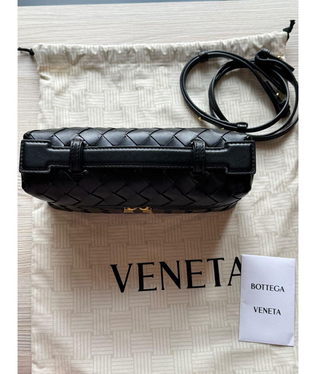 BOTTEGA VENETA Черная кожаная сумка через плечо, фото 5