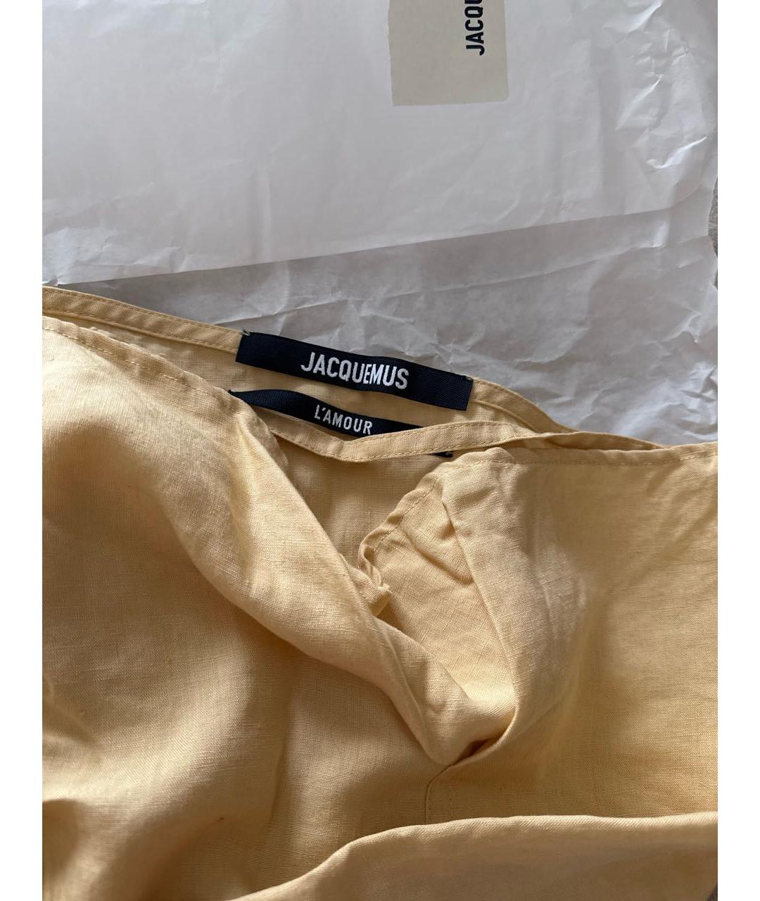 JACQUEMUS Желтая льняная юбка миди, фото 2