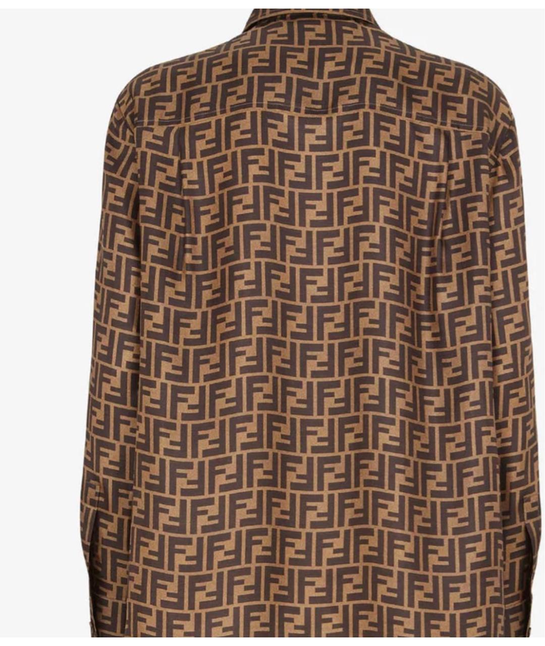 FENDI Коричневая шелковая рубашка, фото 2