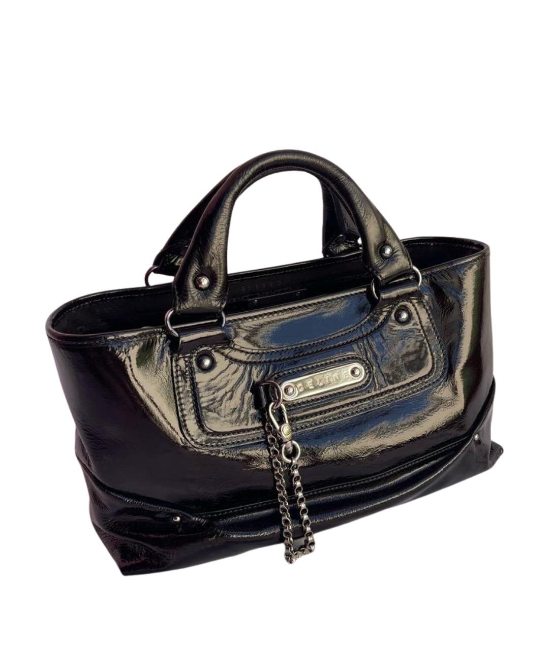 CELINE Черная сумка с короткими ручками из лакированной кожи, фото 1