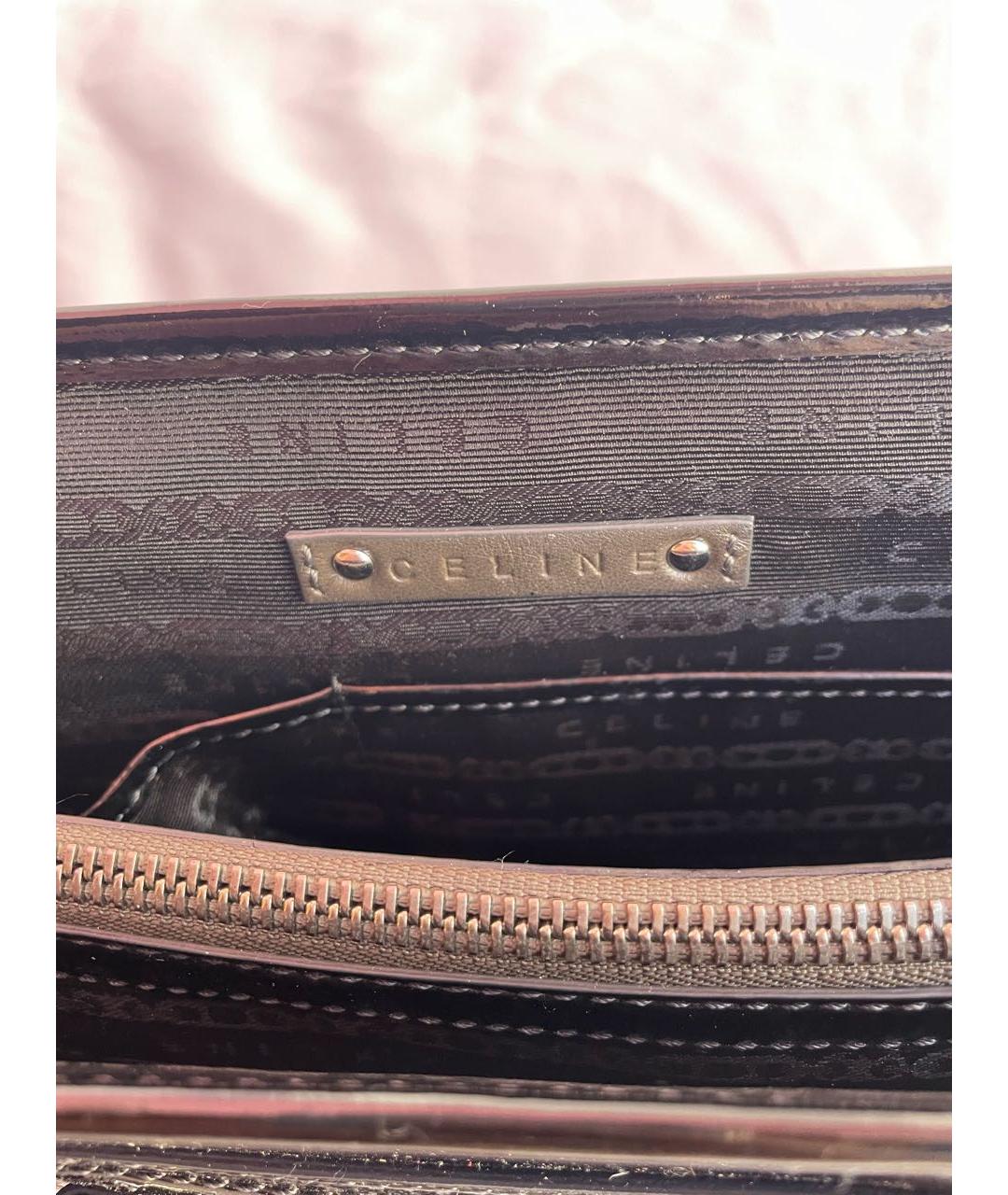 CELINE Черная сумка с короткими ручками из лакированной кожи, фото 8