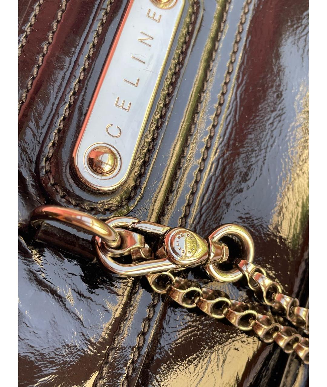 CELINE Черная сумка с короткими ручками из лакированной кожи, фото 4