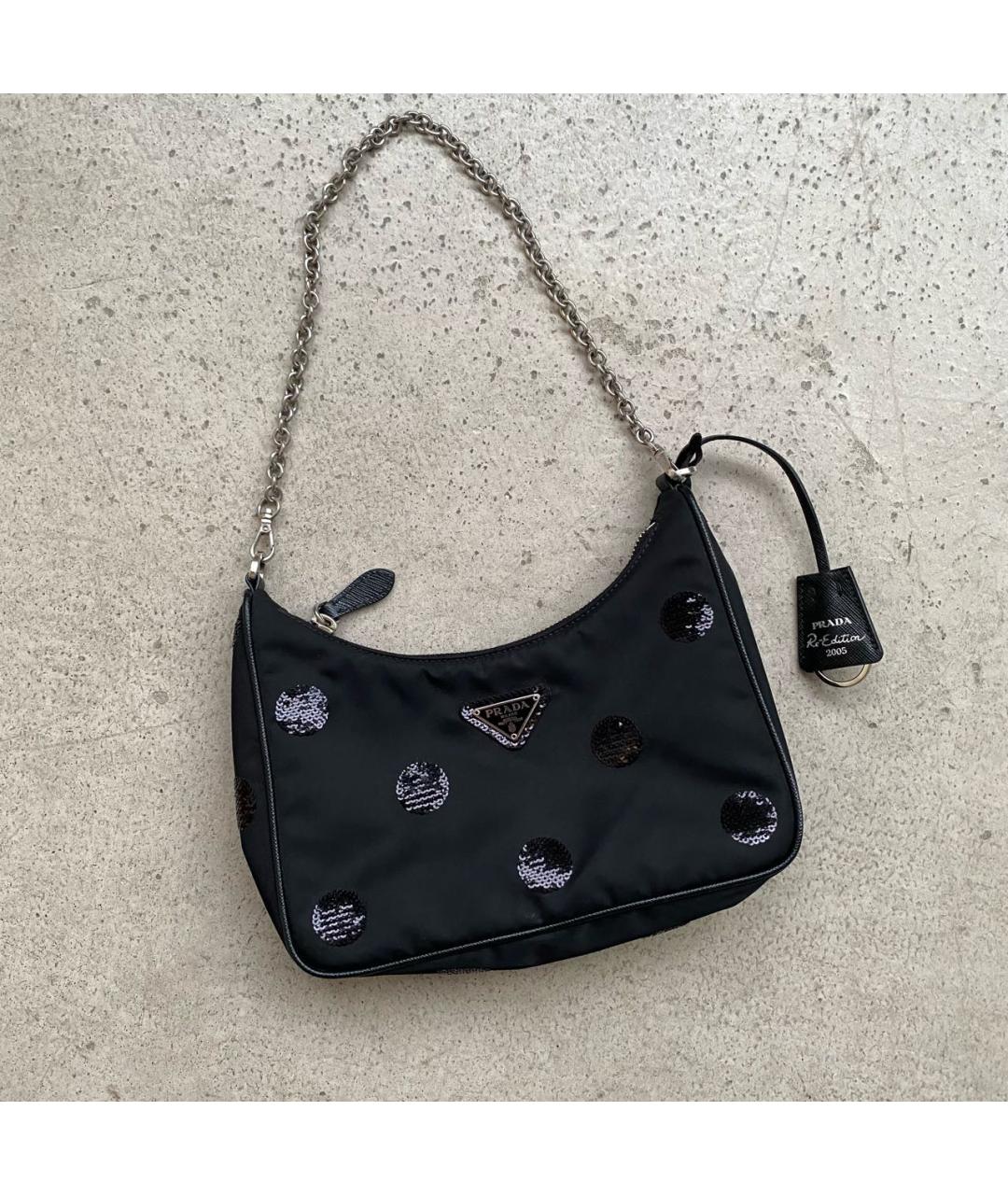 PRADA Черная синтетическая сумка с короткими ручками, фото 7
