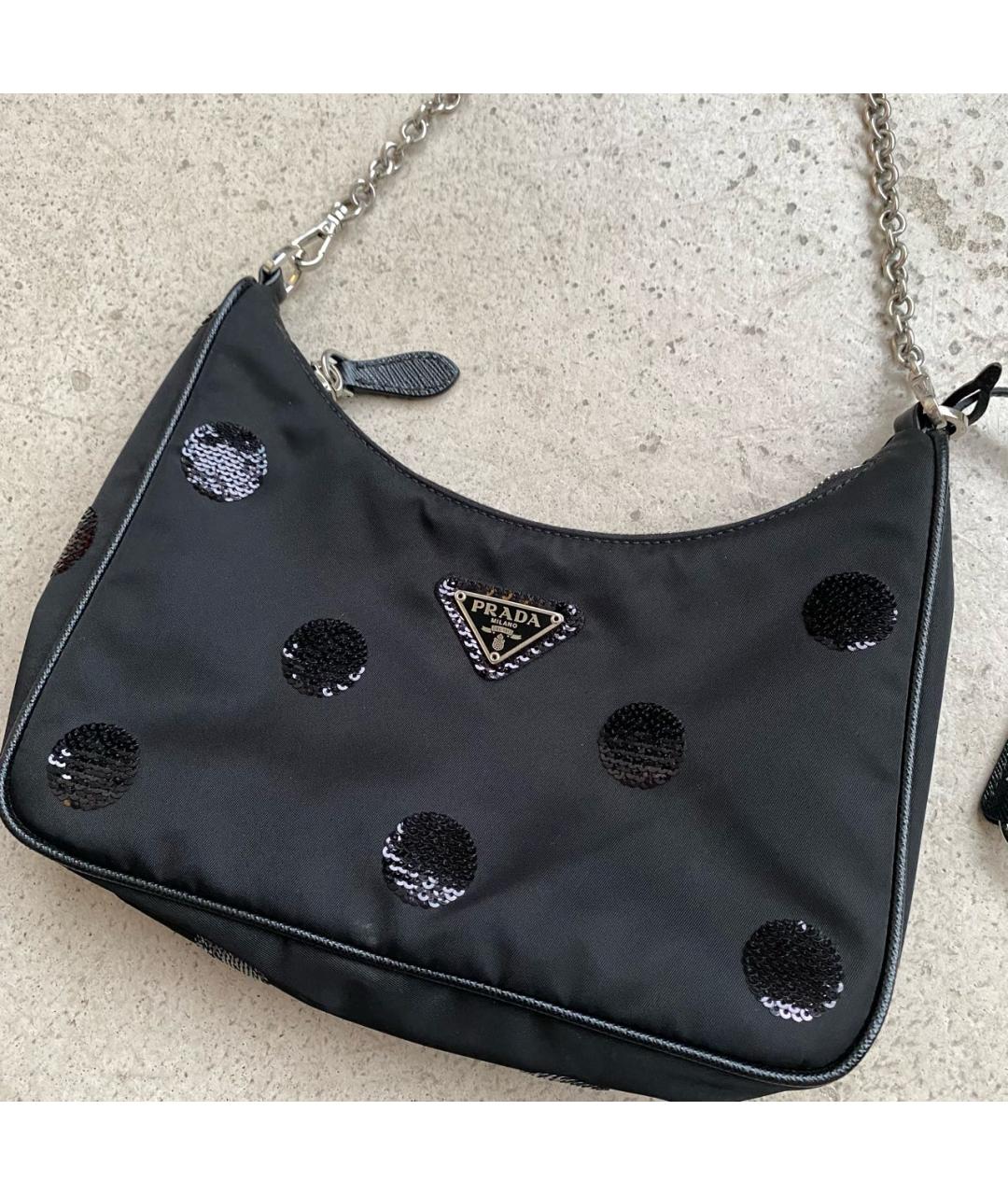 PRADA Черная синтетическая сумка с короткими ручками, фото 3