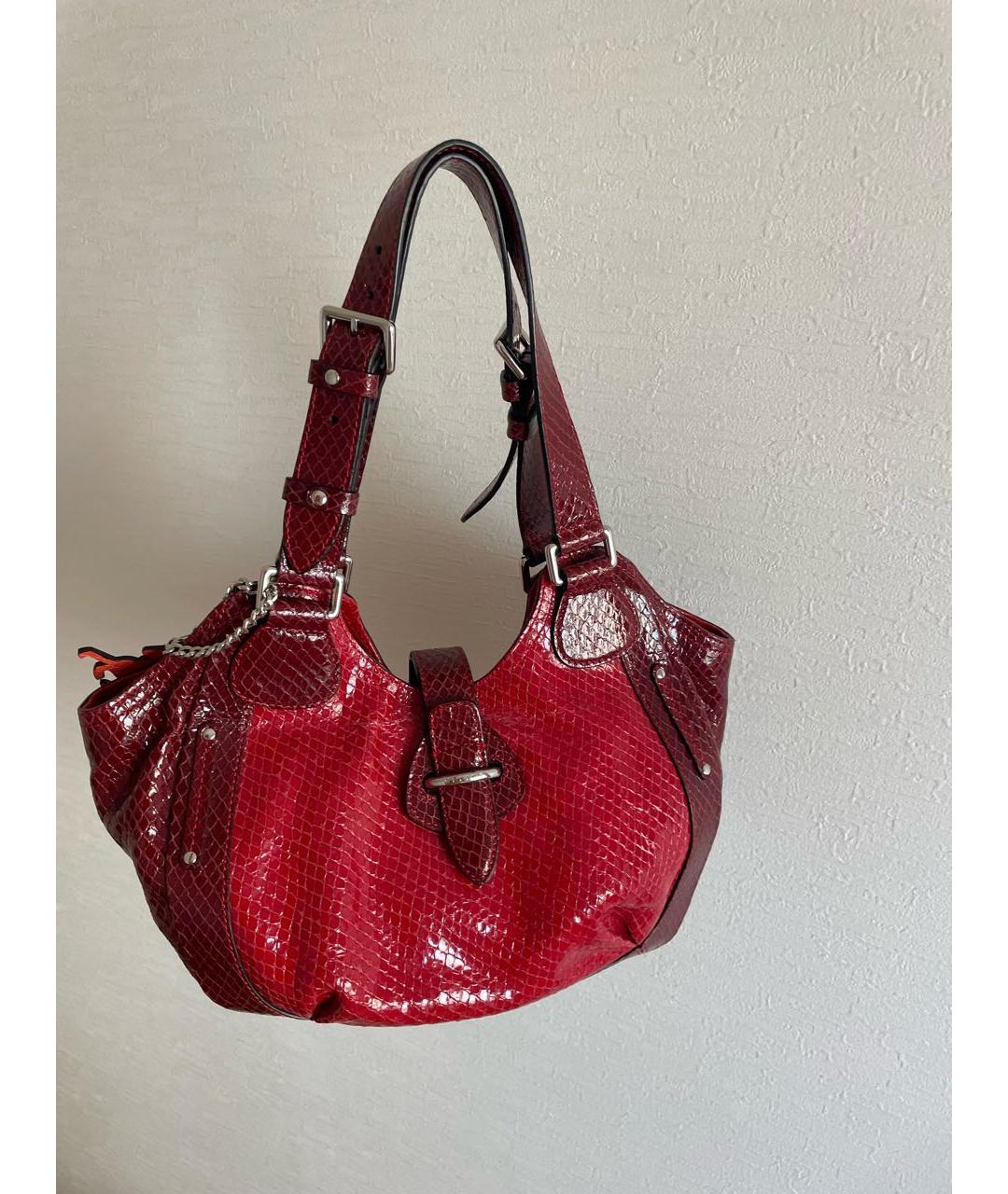 CELINE Бордовая сумка с короткими ручками из лакированной кожи, фото 7