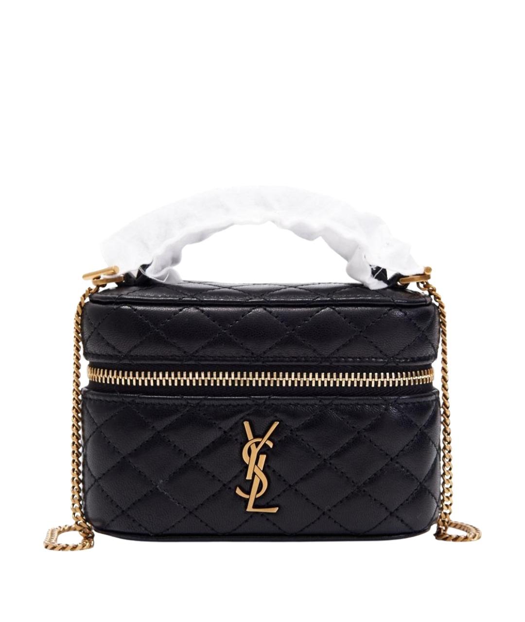 SAINT LAURENT Черная кожаная сумка с короткими ручками, фото 1