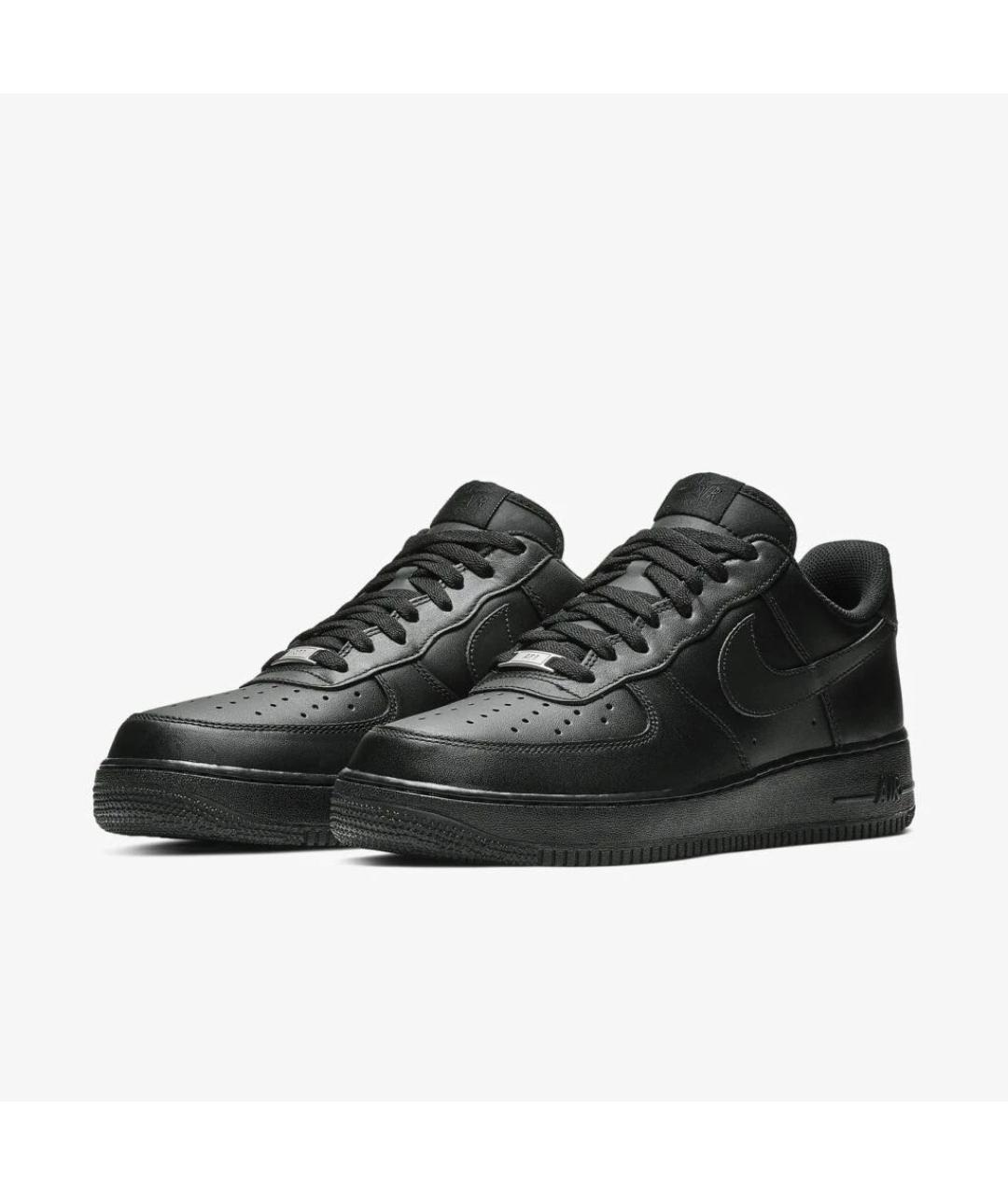 NIKE Черные кожаные низкие кроссовки / кеды, фото 2