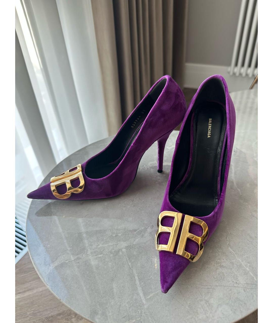 BALENCIAGA Фиолетовые замшевые туфли, фото 8