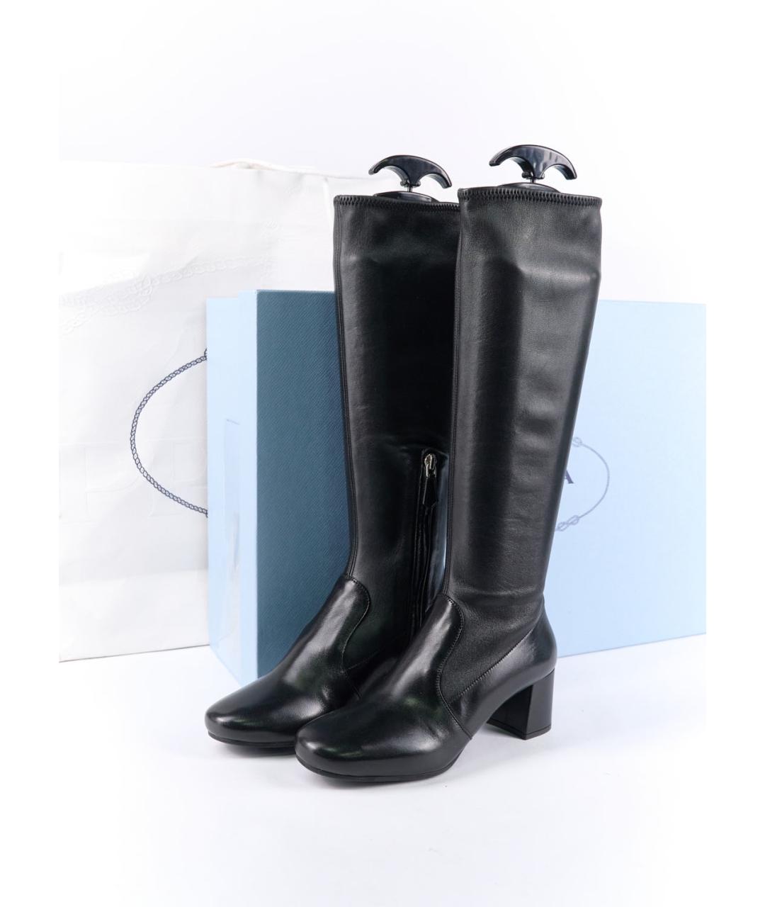 PRADA Черные кожаные сапоги, фото 6