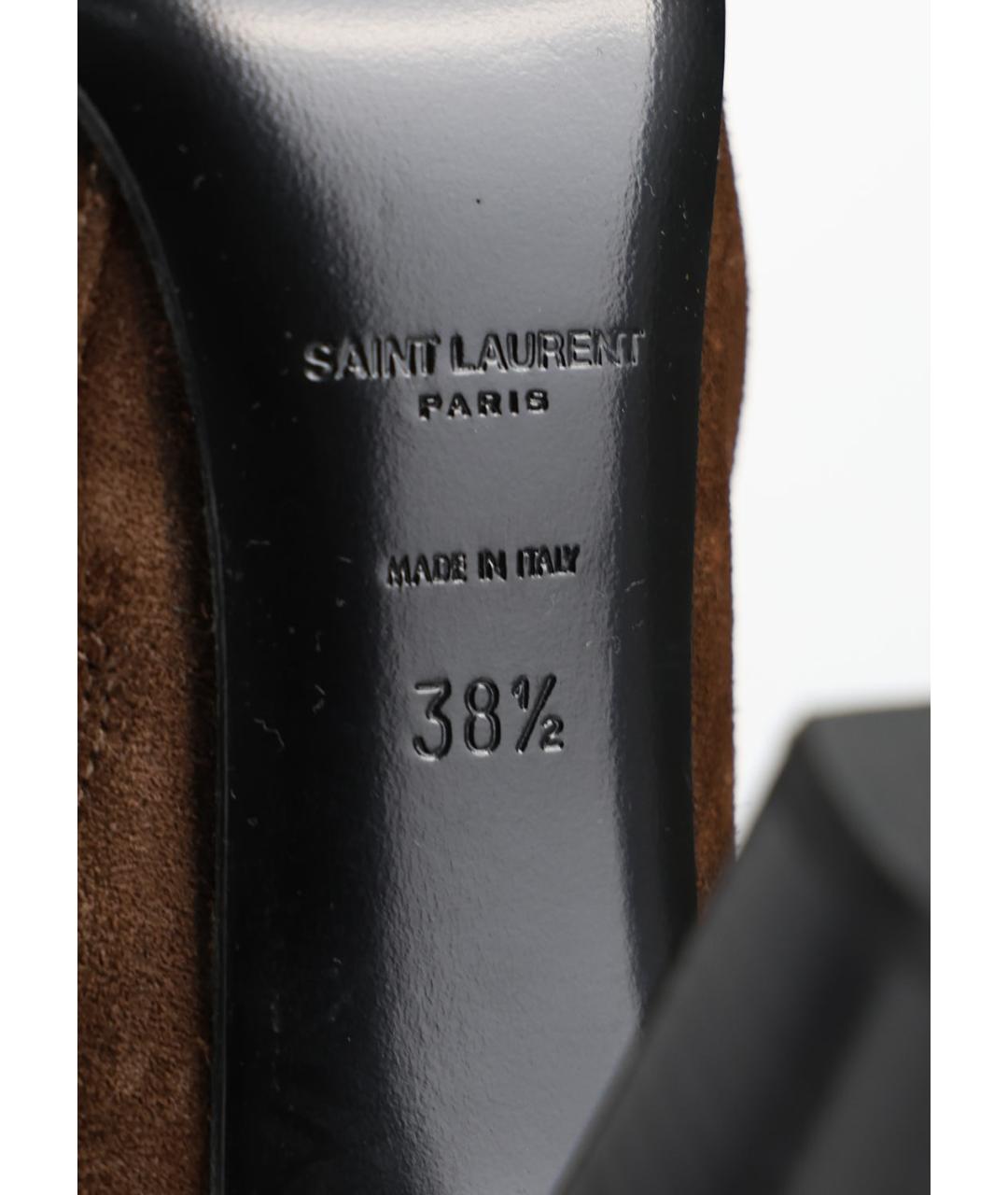 SAINT LAURENT Коричневые замшевые сапоги, фото 5