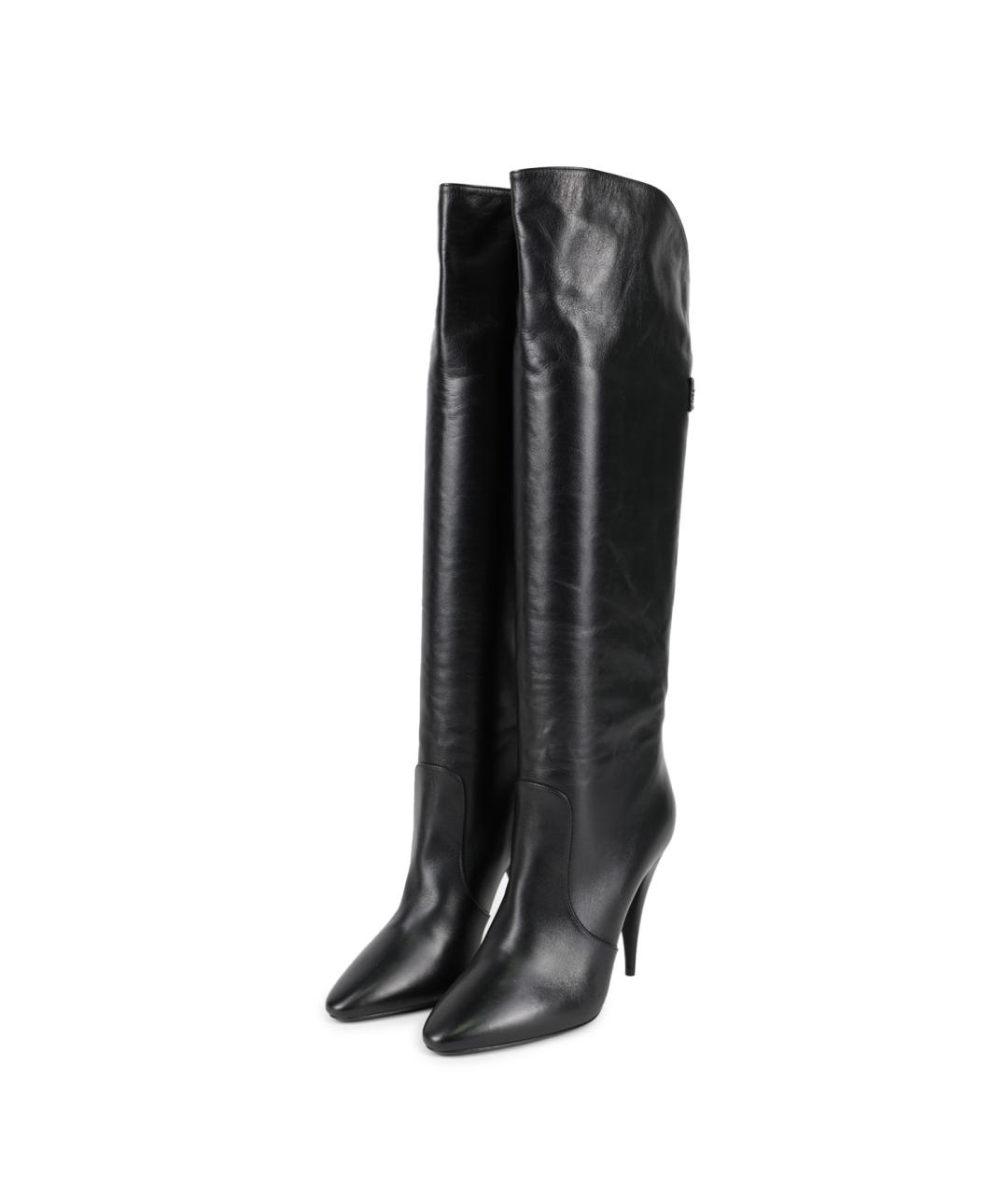 SAINT LAURENT Черные кожаные сапоги, фото 2