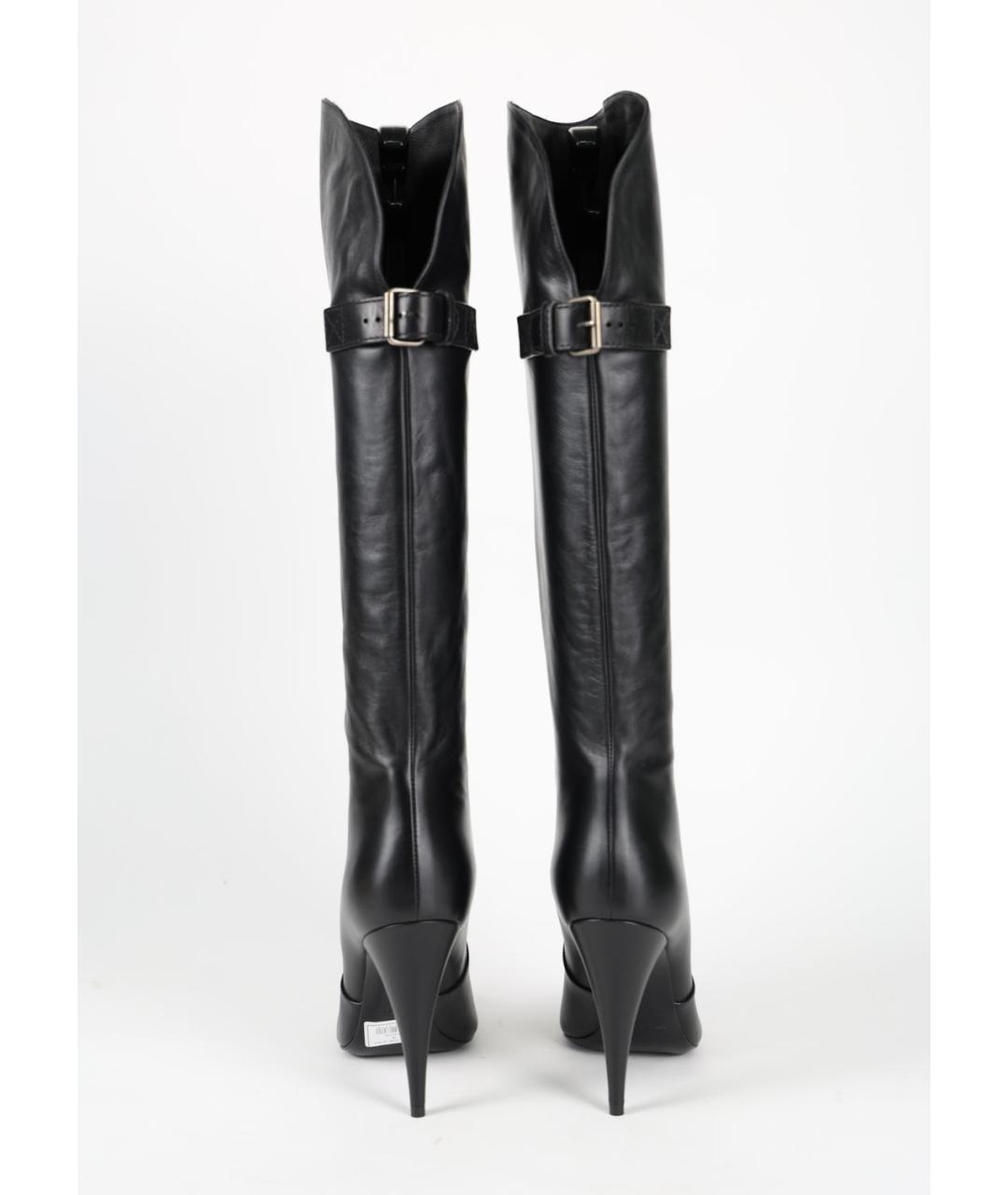SAINT LAURENT Черные кожаные сапоги, фото 4