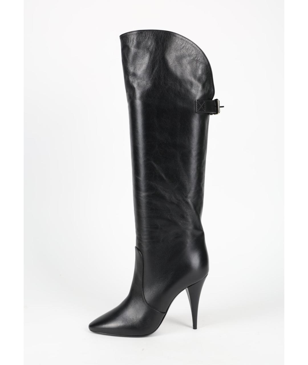SAINT LAURENT Черные кожаные сапоги, фото 7