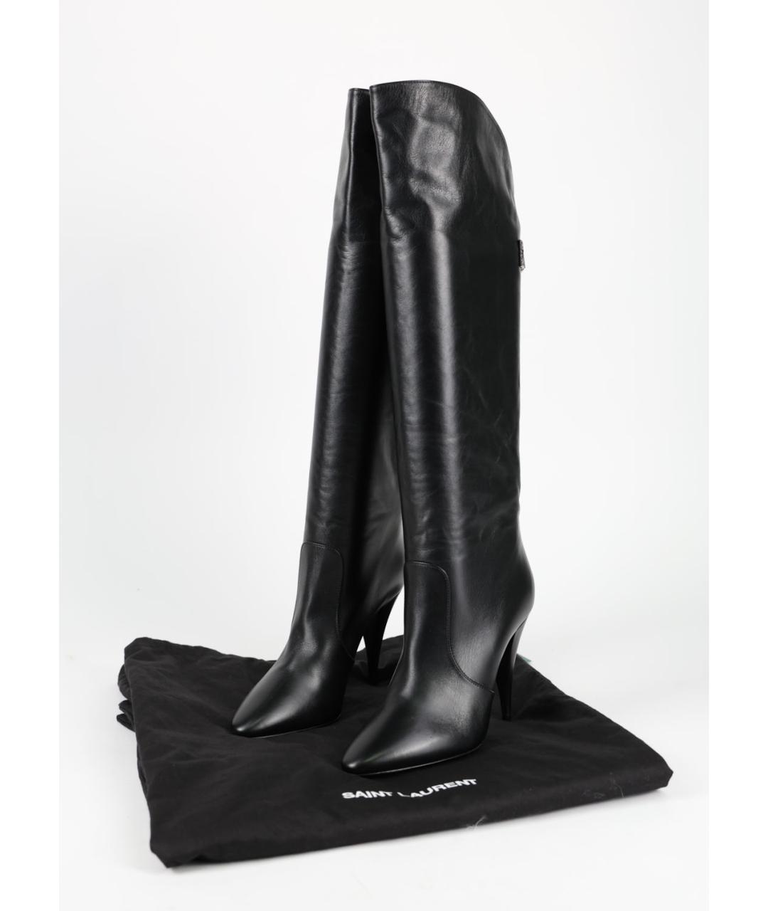 SAINT LAURENT Черные кожаные сапоги, фото 6