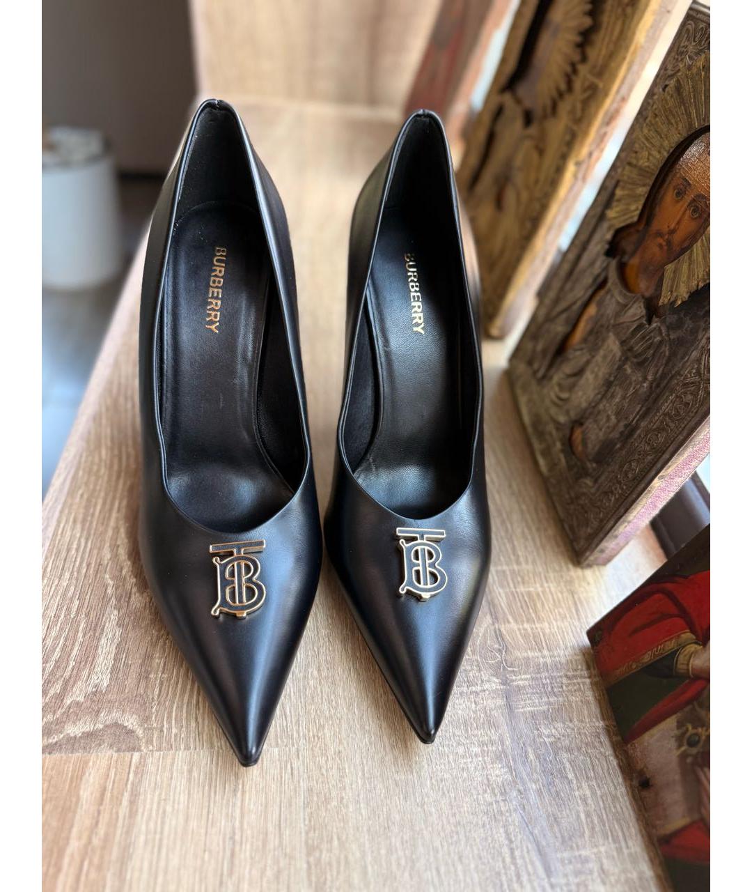 BURBERRY Черные кожаные туфли, фото 3