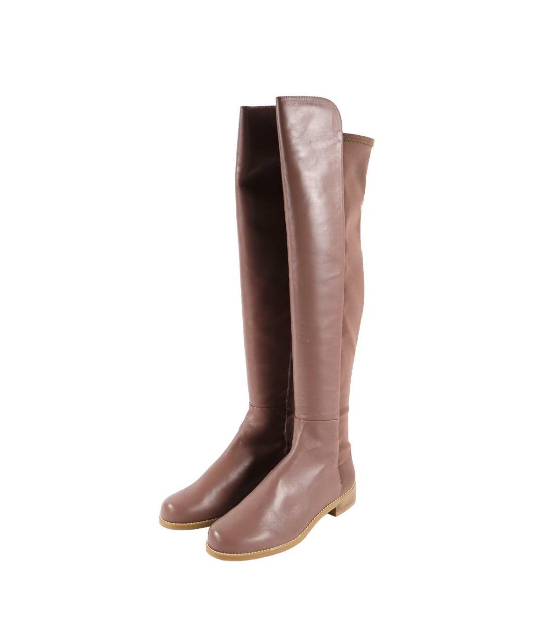 STUART WEITZMAN Коричневые кожаные сапоги, фото 2