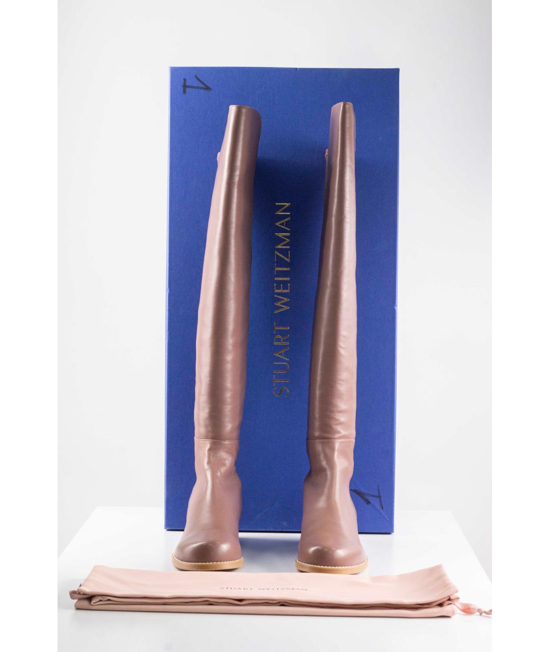 STUART WEITZMAN Коричневые кожаные сапоги, фото 5