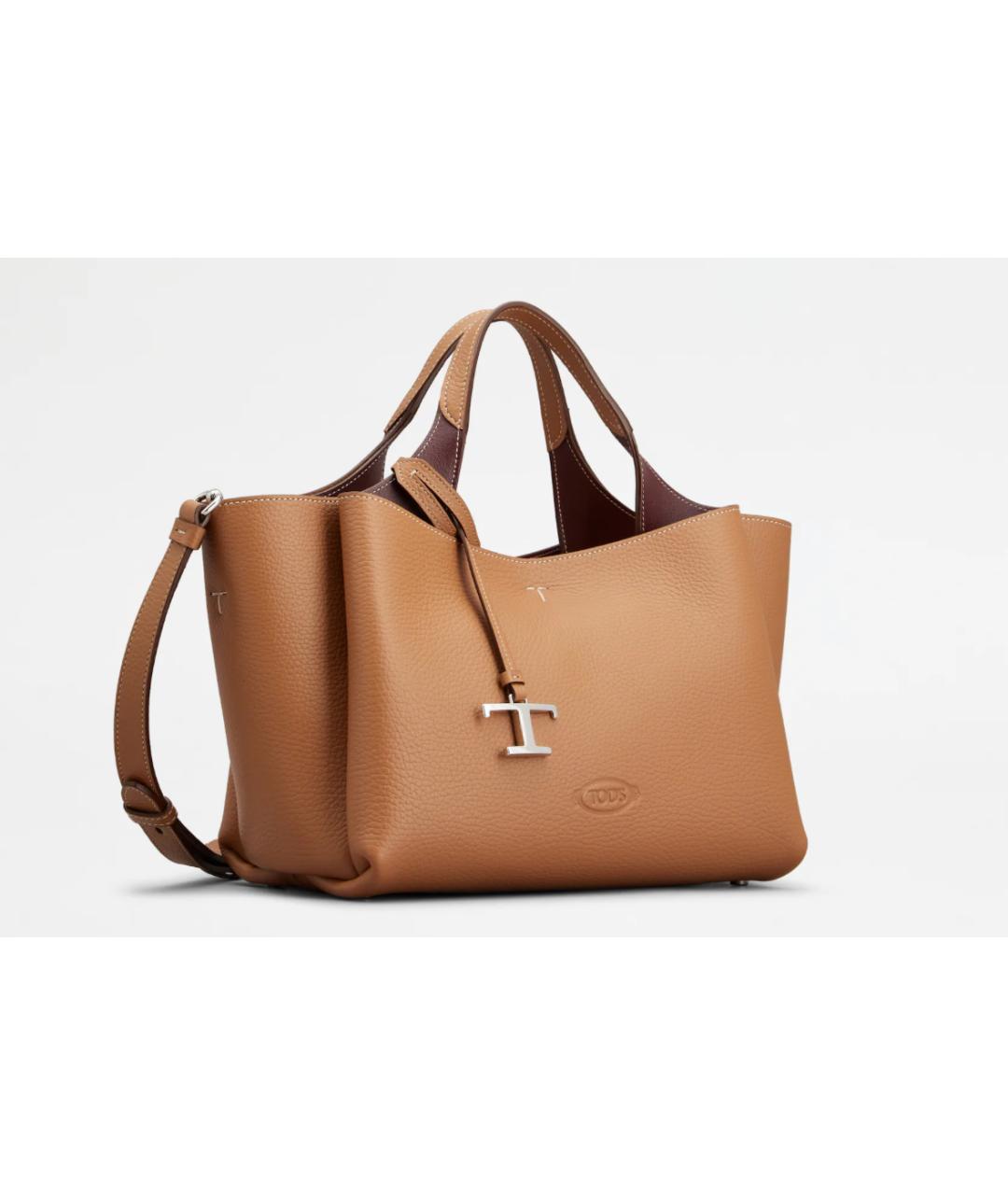 TOD'S Коричневая кожаная сумка с короткими ручками, фото 2
