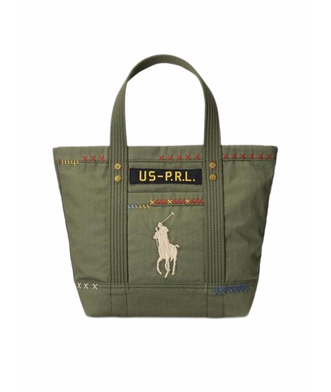 POLO RALPH LAUREN Хаки тканевая сумка с короткими ручками, фото 1