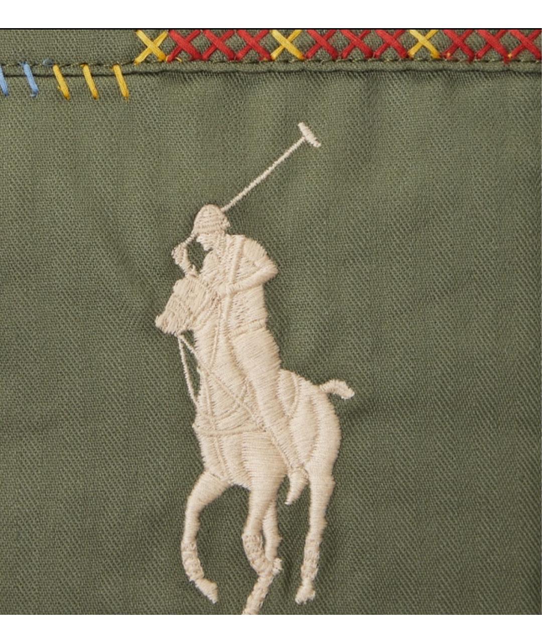 POLO RALPH LAUREN Хаки тканевая сумка с короткими ручками, фото 5