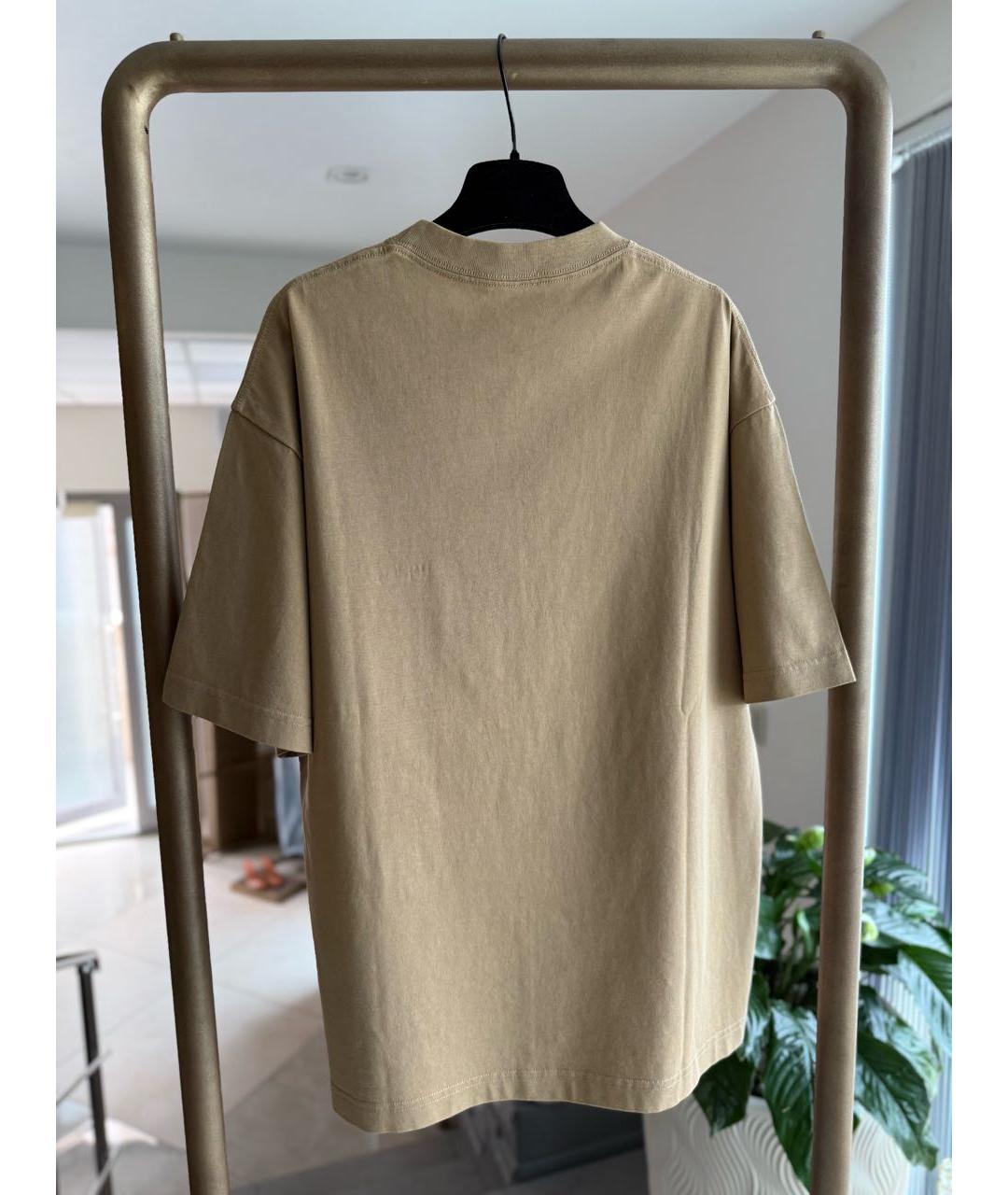 BALENCIAGA Бежевая хлопковая футболка, фото 4