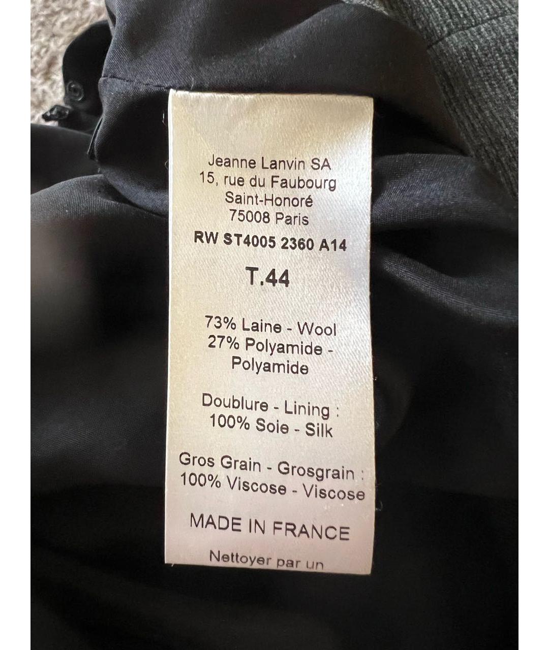 LANVIN Серая шерстяная юбка миди, фото 7