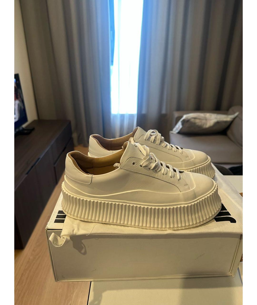 JIL SANDER Белые кожаные кеды, фото 3