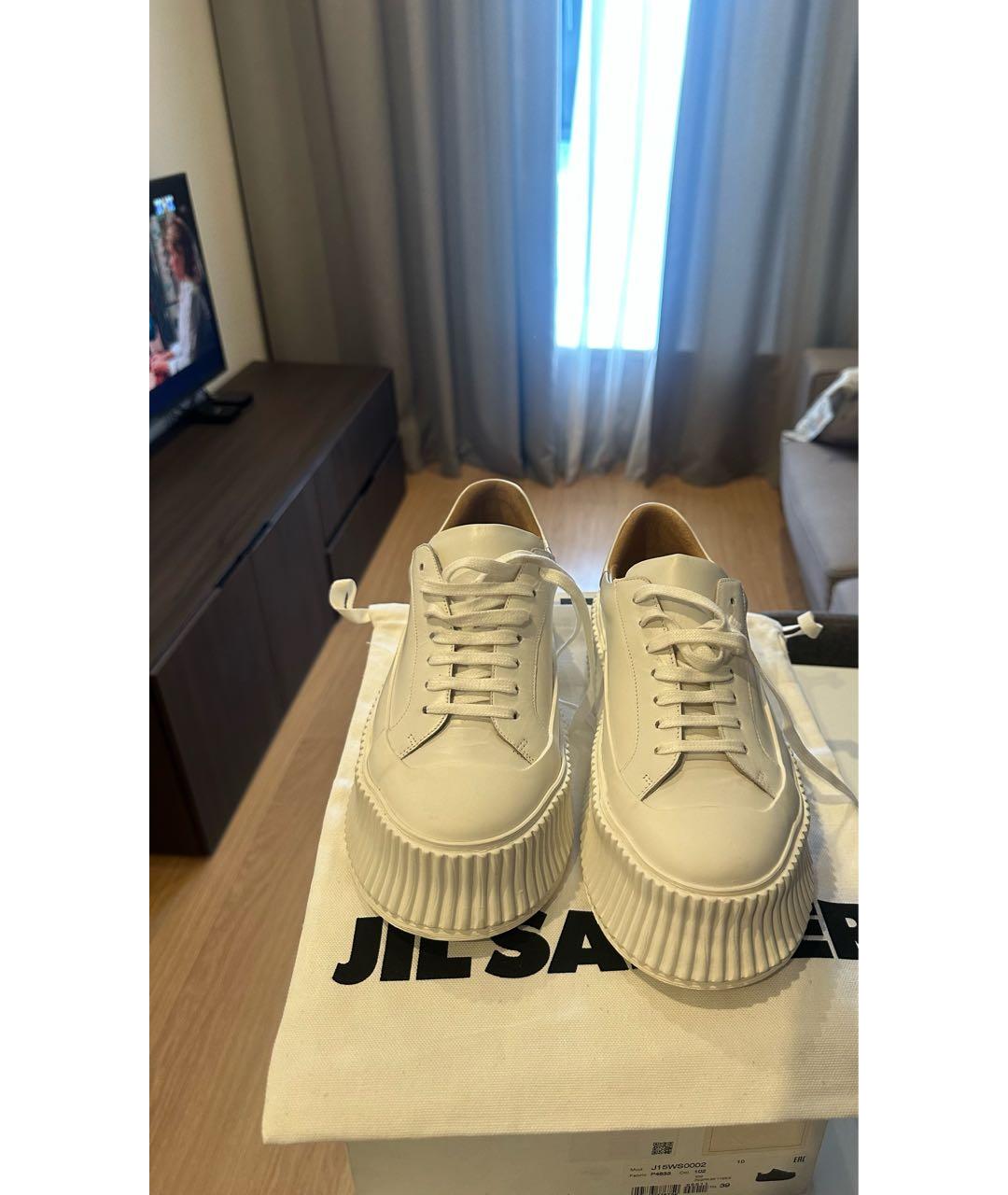 JIL SANDER Белые кожаные кеды, фото 2