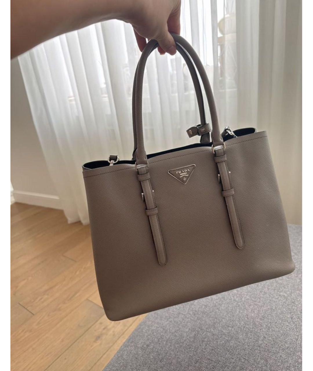 PRADA Антрацитовая кожаная сумка с короткими ручками, фото 5