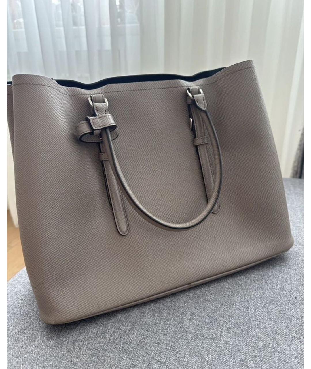 PRADA Антрацитовая кожаная сумка с короткими ручками, фото 3