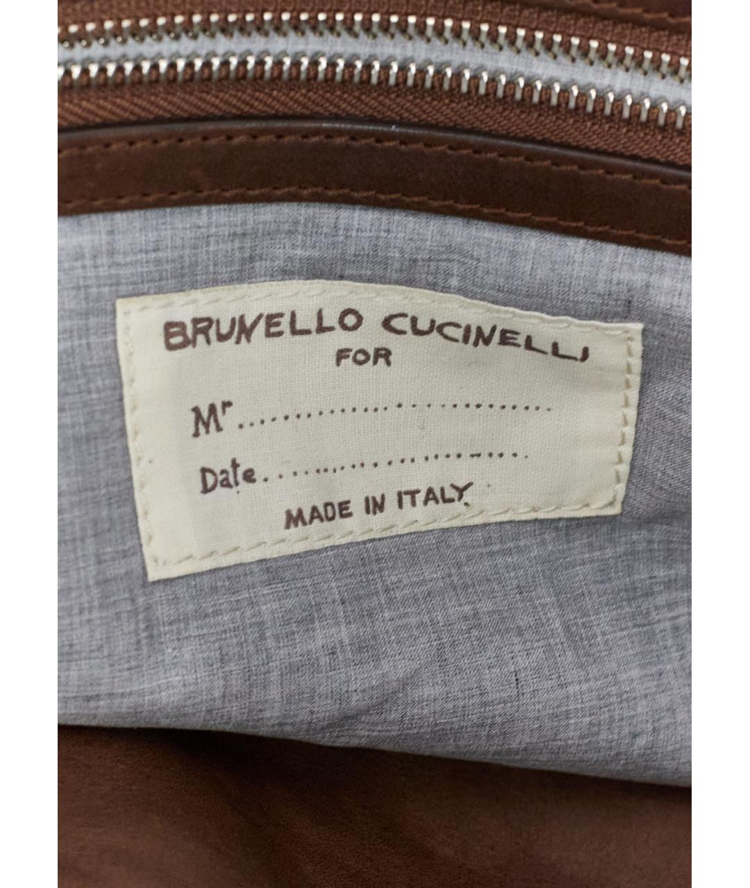 BRUNELLO CUCINELLI Коричневая кожаная сумка с короткими ручками, фото 5