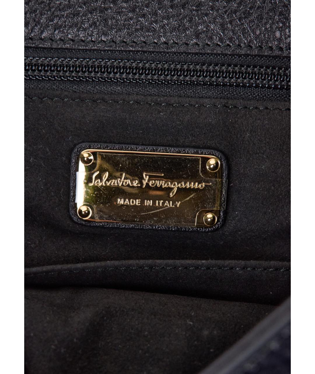 FERRAGAMO Черная кожаная сумка с короткими ручками, фото 5