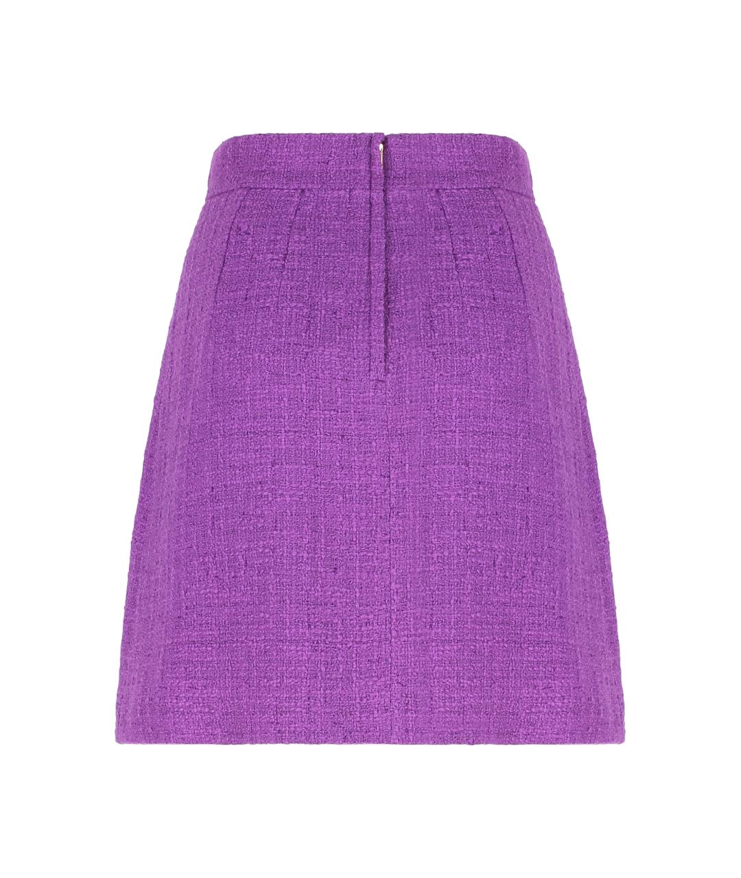 DOLCE&GABBANA Фиолетовая твидовая юбка мини, фото 2
