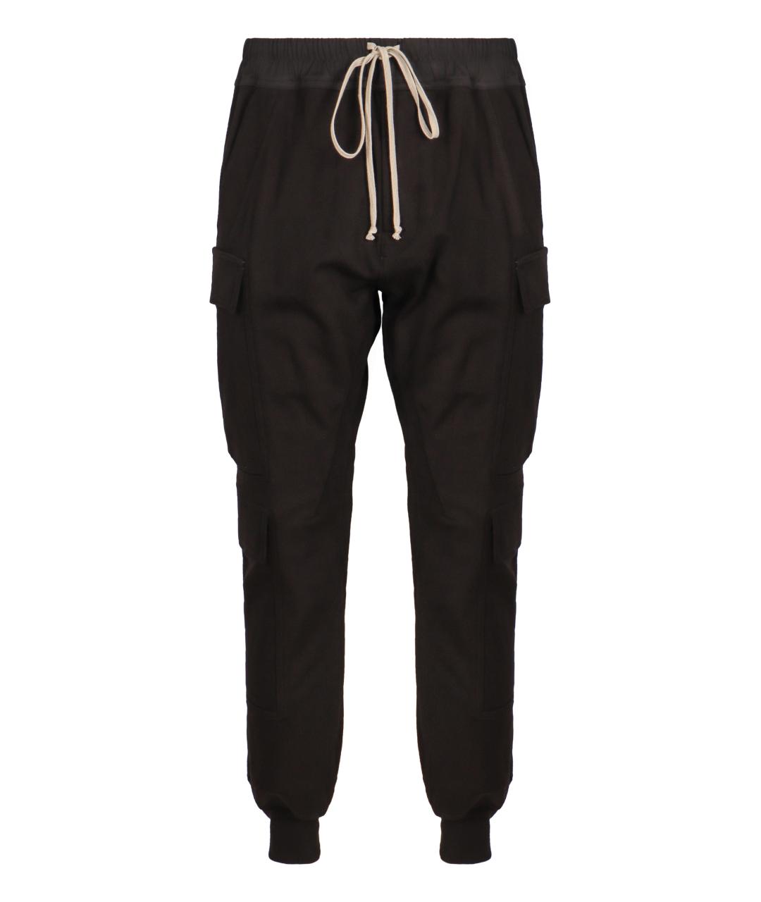 RICK OWENS Черные хлопковые повседневные брюки, фото 1