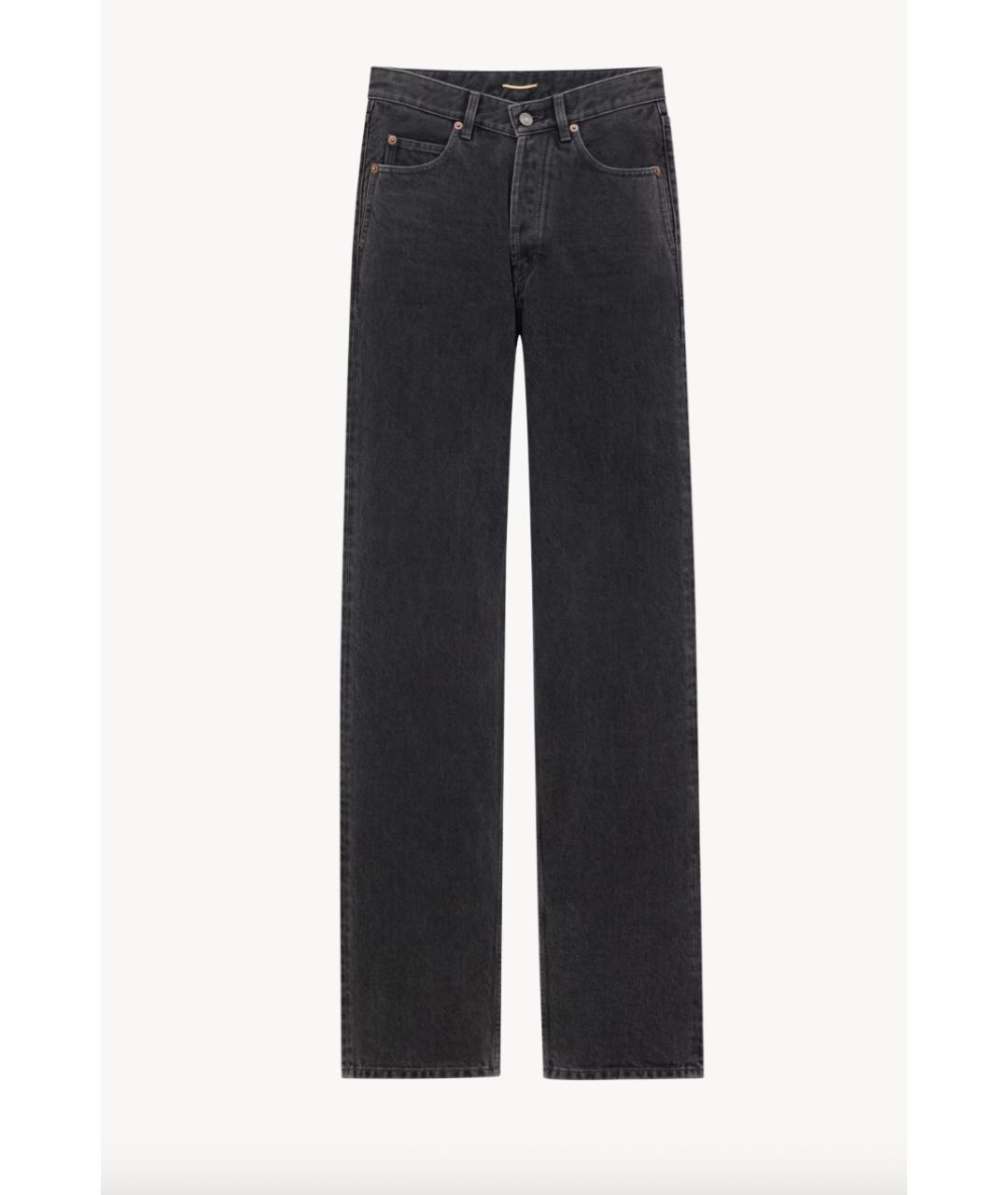 SAINT LAURENT Черные хлопковые прямые джинсы, фото 5