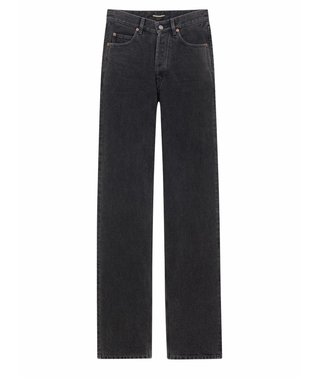 SAINT LAURENT Черные хлопковые прямые джинсы, фото 1