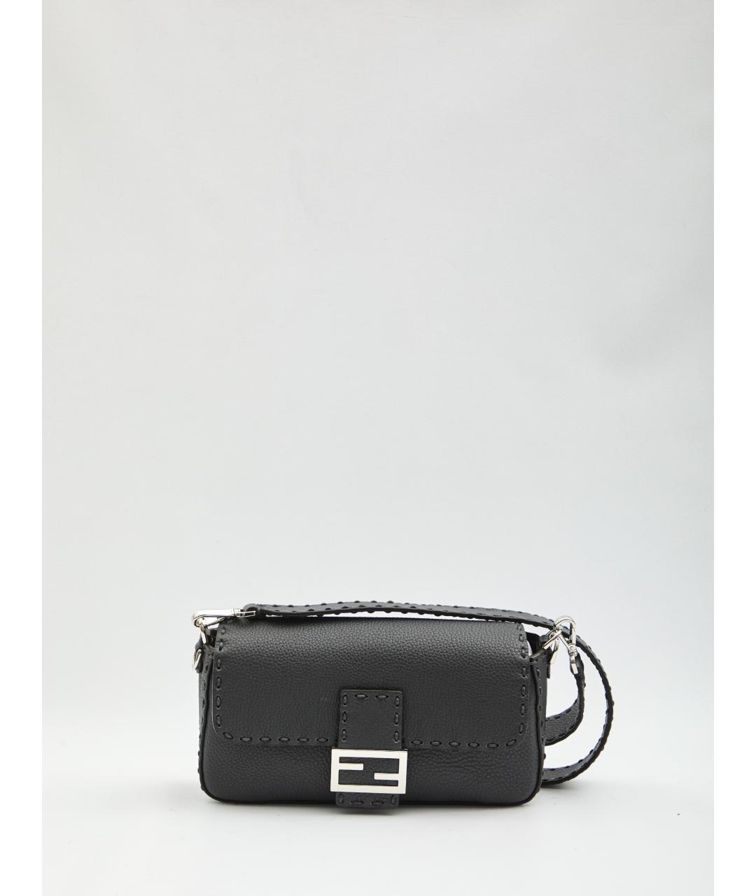 FENDI Антрацитовая кожаная сумка на плечо, фото 2