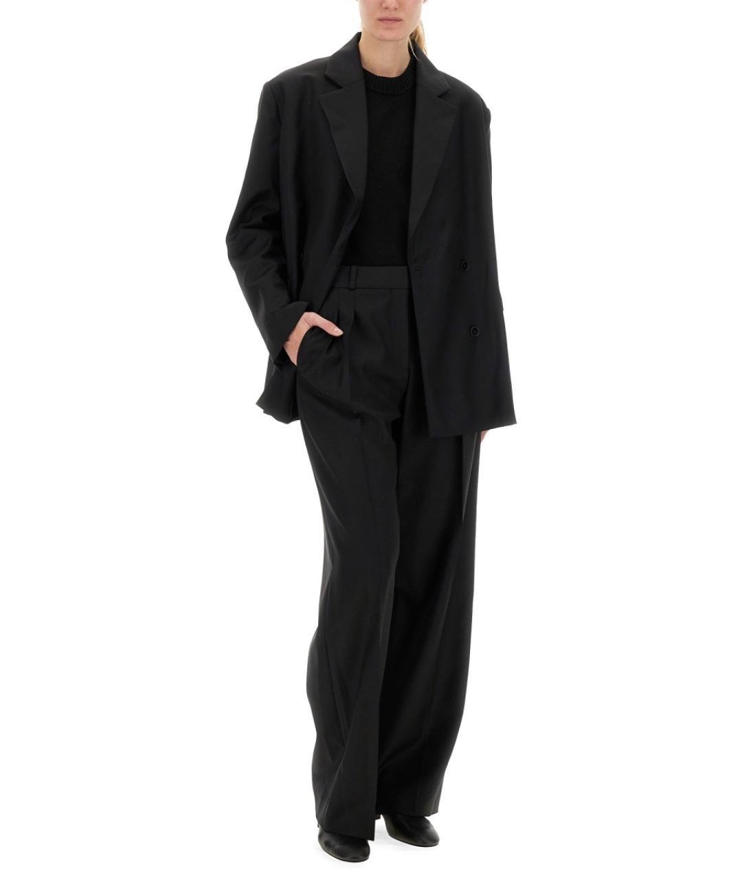 LOULOU STUDIO Черные шерстяные прямые брюки, фото 4