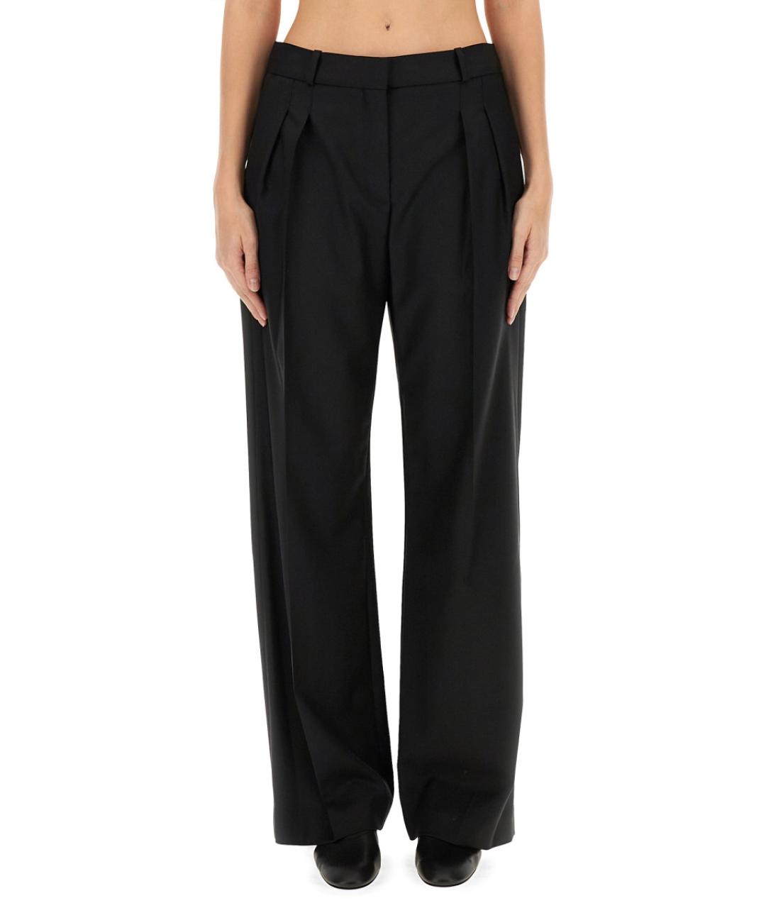 LOULOU STUDIO Черные шерстяные прямые брюки, фото 6