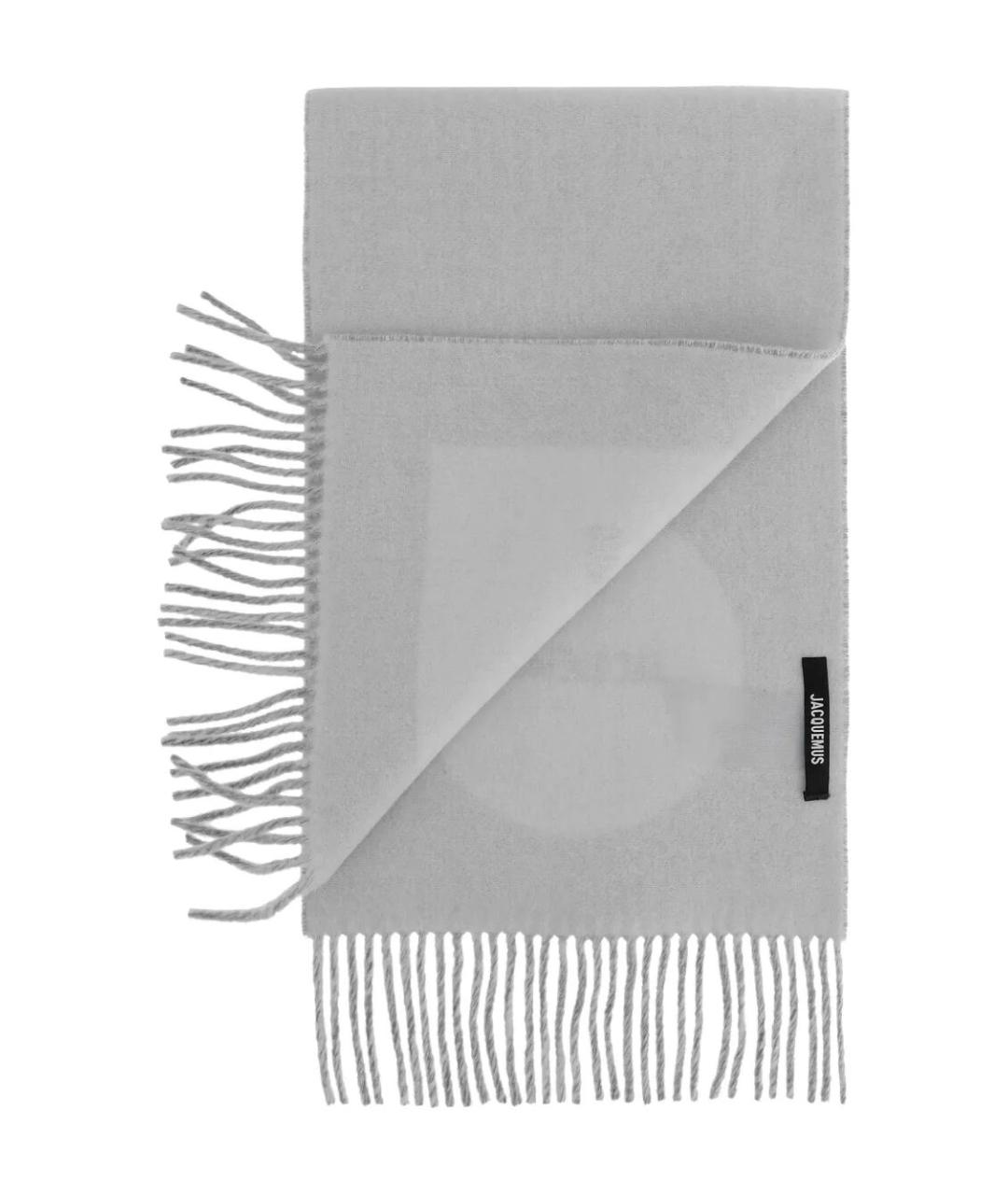 JACQUEMUS Серый шерстяной шарф, фото 5