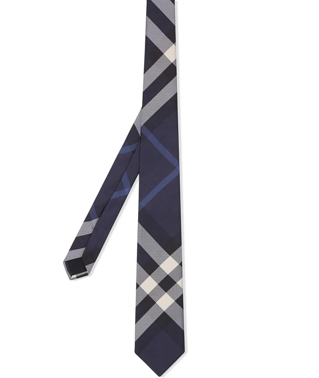 BURBERRY Синий шелковый галстук, фото 1
