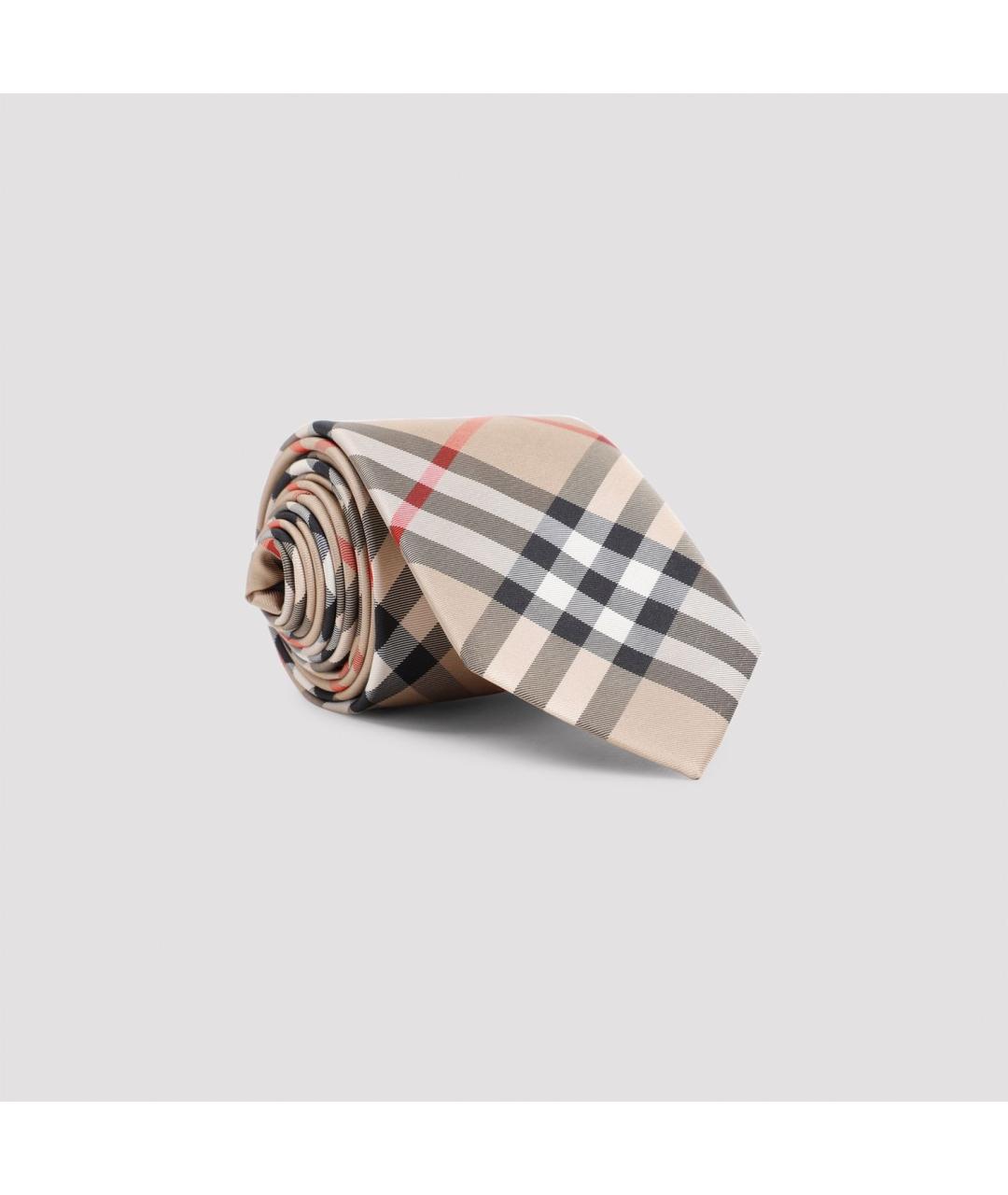 BURBERRY Бежевый шелковый галстук, фото 5