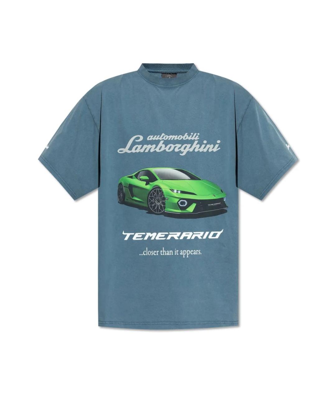 BALENCIAGA Голубая хлопковая футболка, фото 1